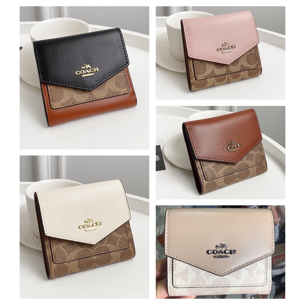 COACH F31548 WOMEN LEATHER AND PVC FOLD OVER PURSES lady's small wallet