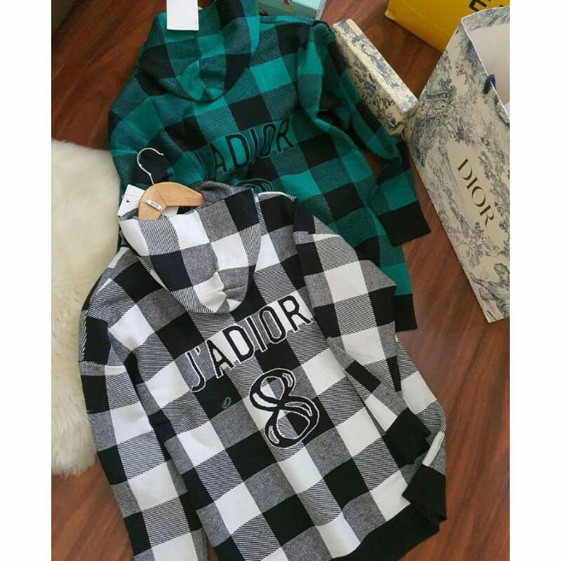 Sweater Hoodie Dior Motif Kotak