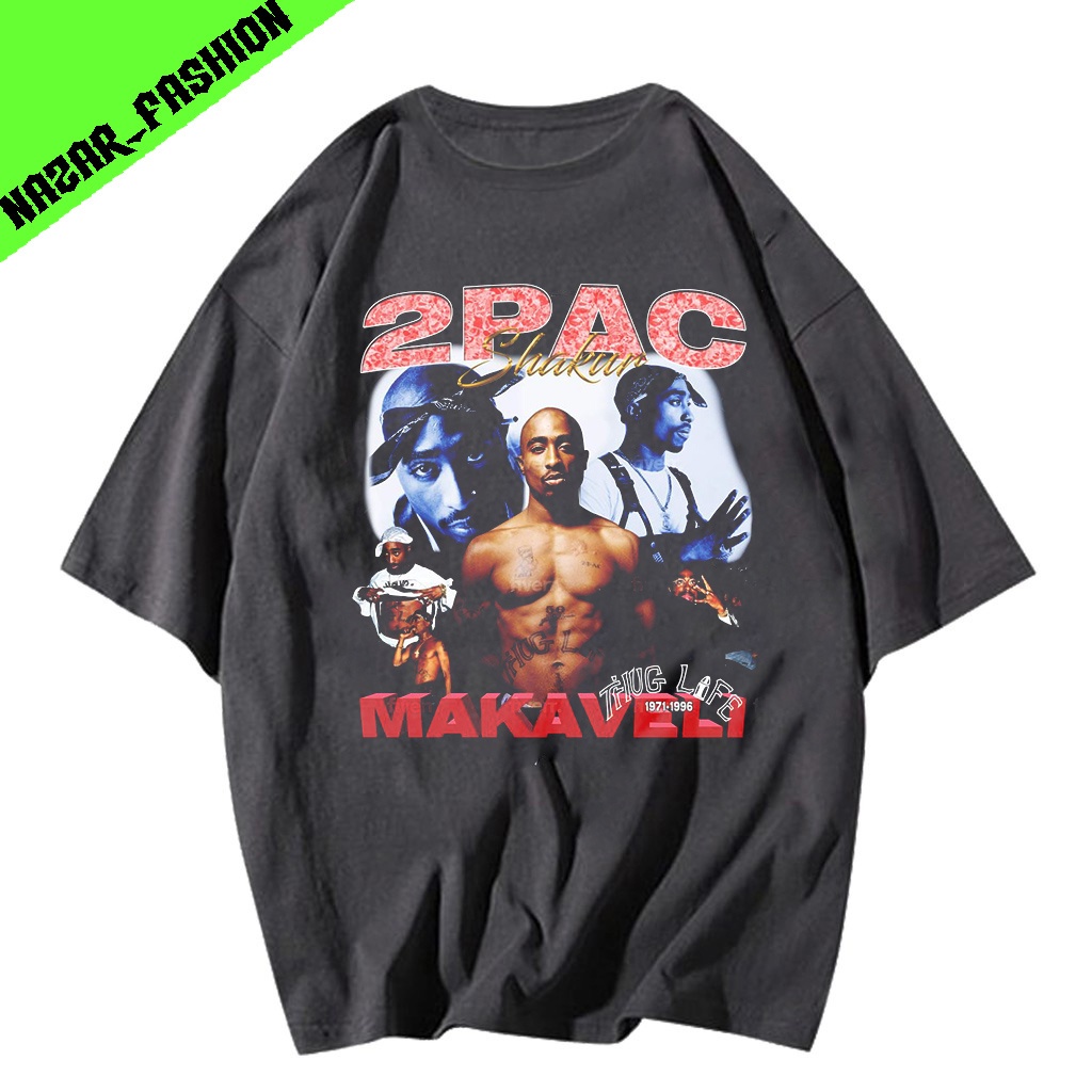 Oversize 2 pac makaveli kaos wanita pria