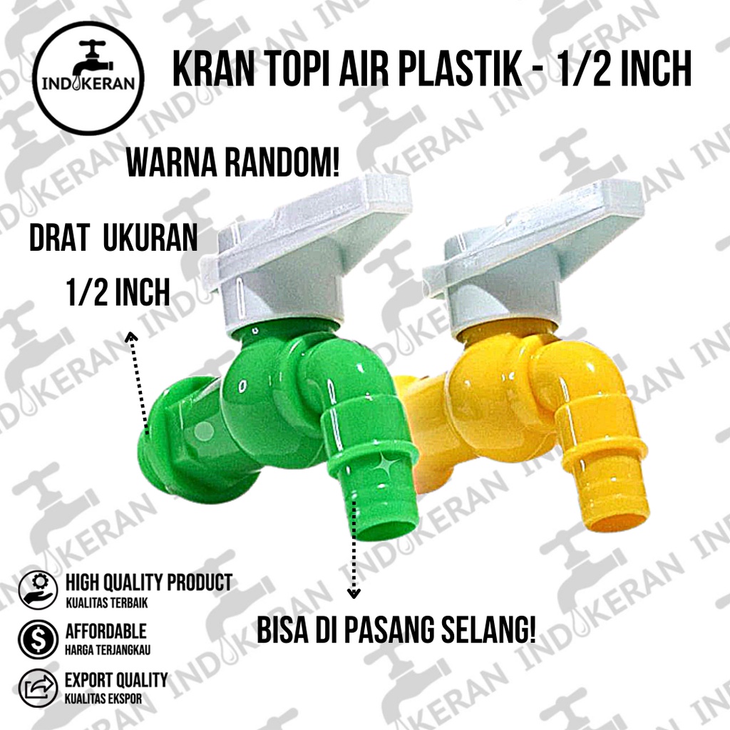 INDOKERAN - Kran Topi Air Plastik - 1/2 Inch