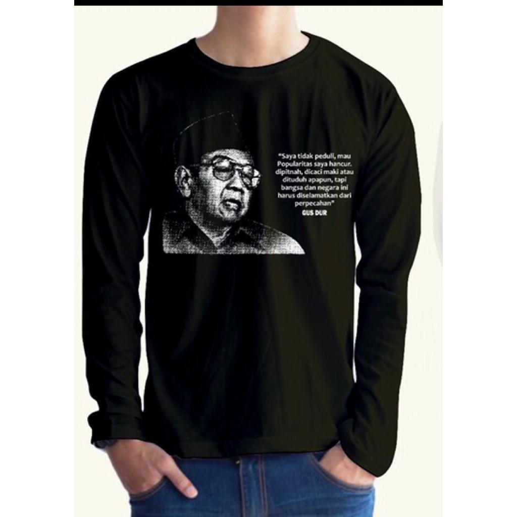 kaos dakwah islami pria dewasa lengan panjang bahan PE /POLYESTER SABLON GUSDUR-1