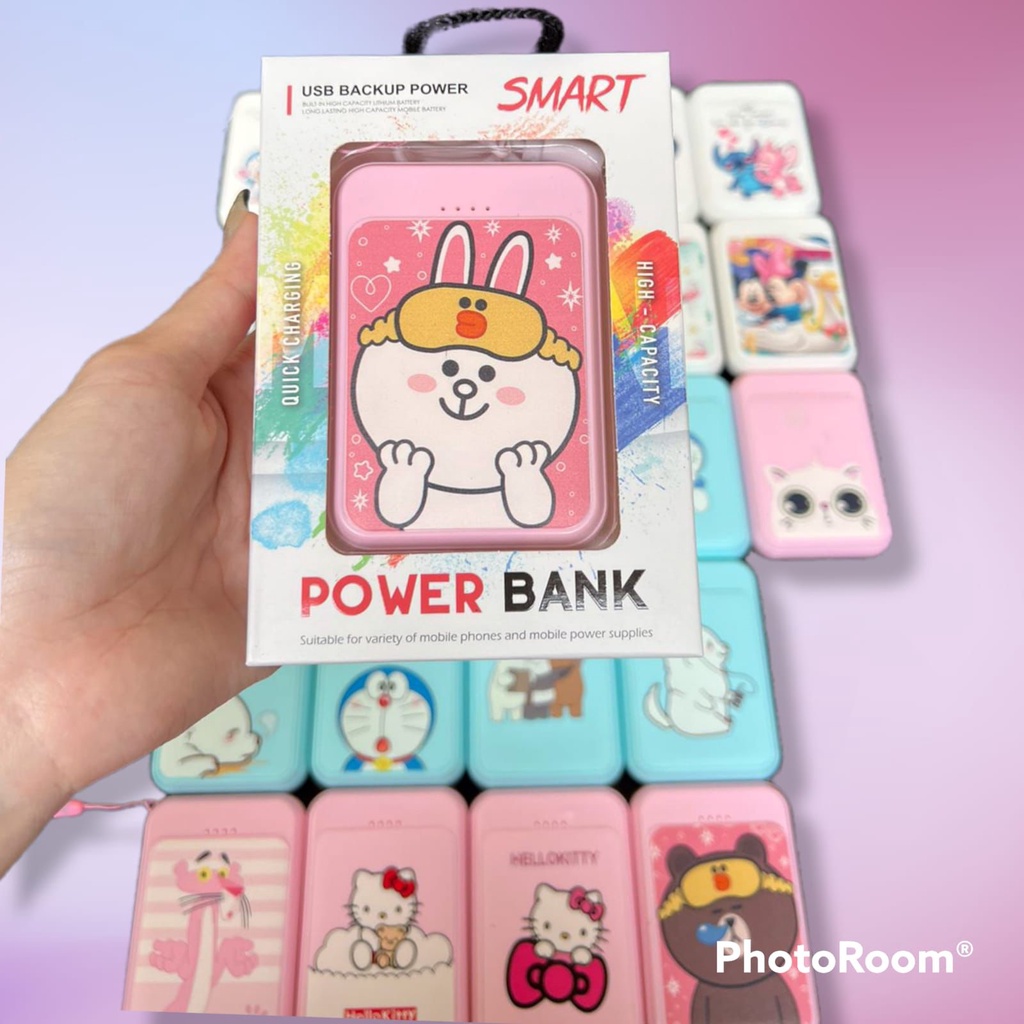 [ NEW ] Powerbank Dual Port Motif Cartoon Dual USB + Kabel Data Micro USB 10000MAH