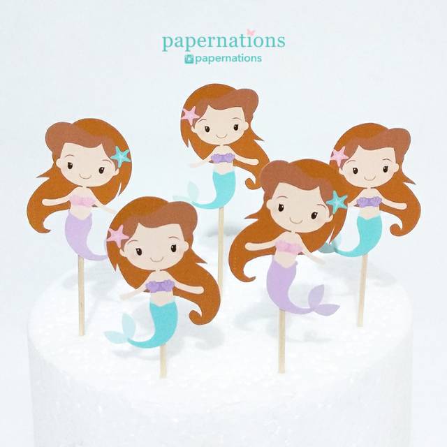Cupcake Topper Mermaid / Topper Mermaid / Cake Topper Mermaid / Topper Kue Mermaid