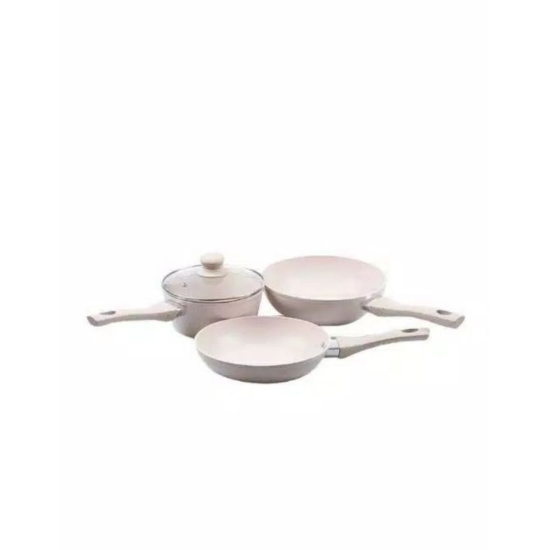 Bolde Super Pan Set 3 in 1 Beige Original Granite Coating Anti Lengket