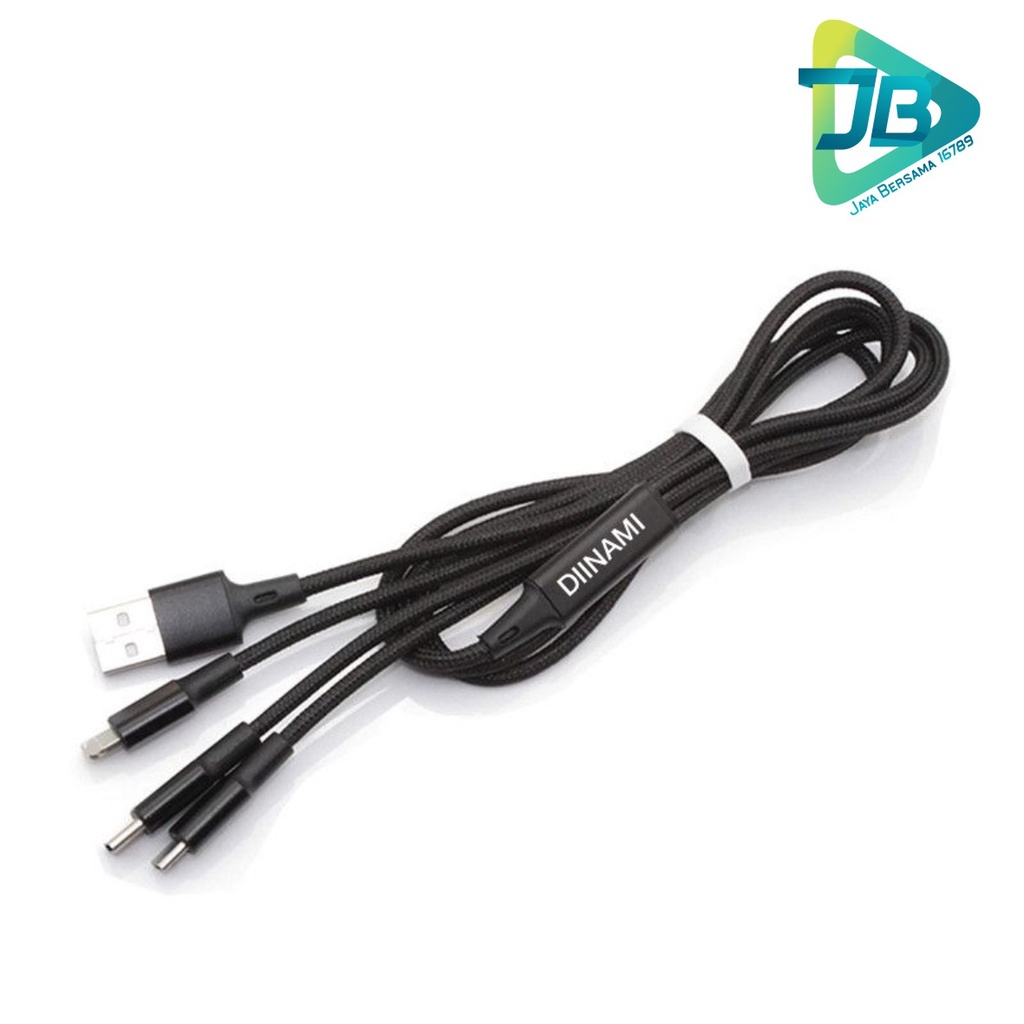 BM021 QC33 1.2M DIINAMI Kabel cable data USB 3in1 Micro ligthing tipe c 2.4A original fast Charging JB5062