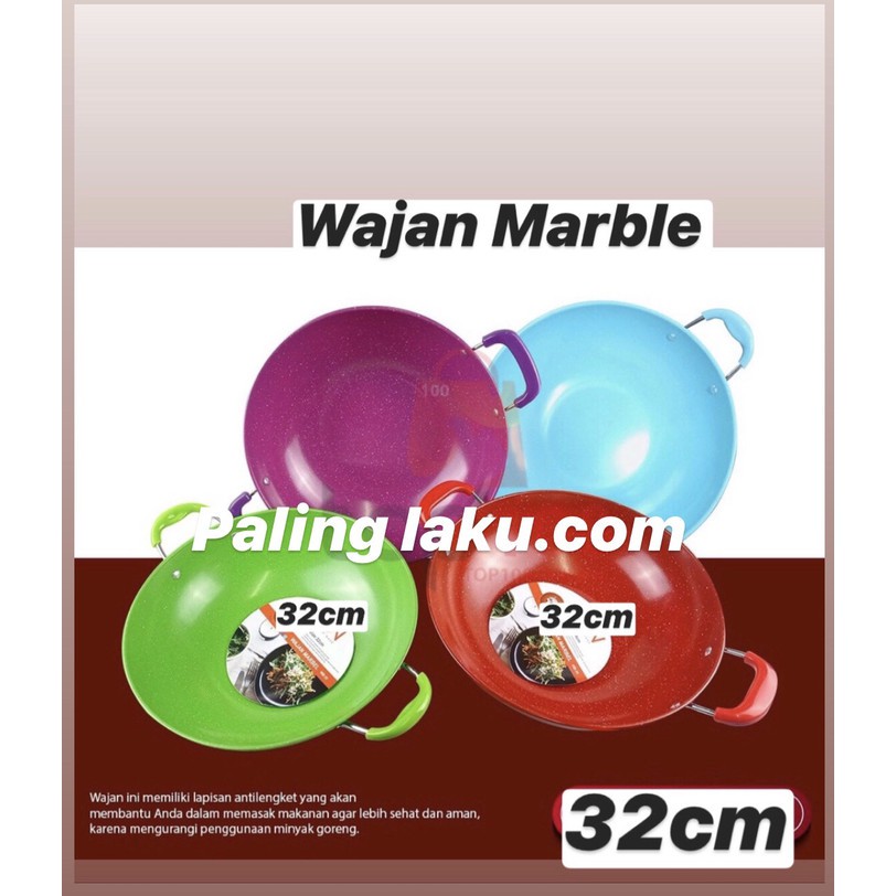 Wajan Warna 32 cm / wajan Marble/ wajan Enamel