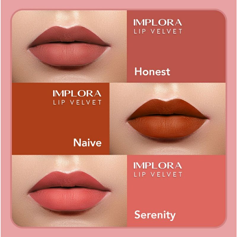 Implora Lip Velvet  Lip Cream Lipstik Lipvelvet BPOM HALAL Kosmetik Bibir Lip Cream Ringan dan Lembut