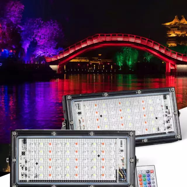 Lampu LED SOROT 50W 50watt FLOODLIGHT Tembak Taman 50 w watt Outdoor tipis terang Putih Kuning Rgb