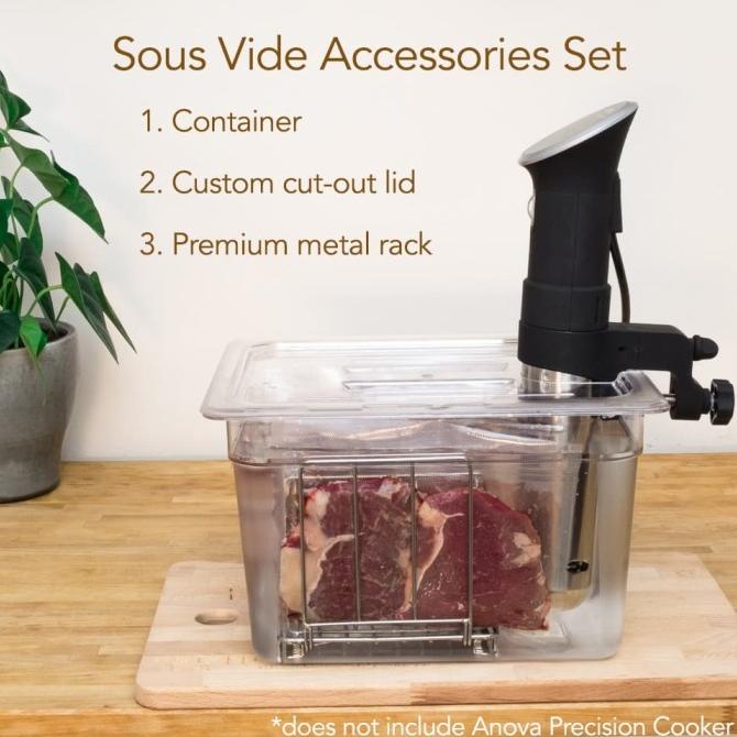 Sous Vide Accessories, Container + Cover + Rack (Medium, 12 litres)