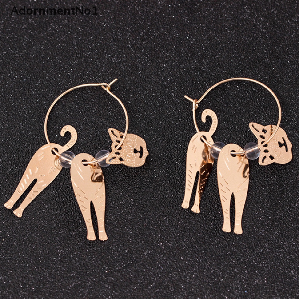 (AdornmentNo1) Anting Gantung Panjang Kait Motif Kucing Aksen Mutiara + Hollow Untuk Perhiasan Wanita