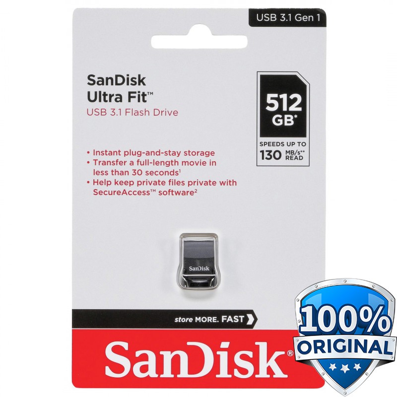 Sandisk Ultra Fit USB 3.1 Flashdisk 512GB - SDCZ430 - Black