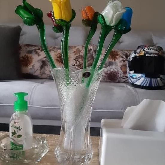 ☎ Bunga Mawar Kuncup Kristal/ Bunga mawar kristal/ Bunga buket kristal - Putih Ω