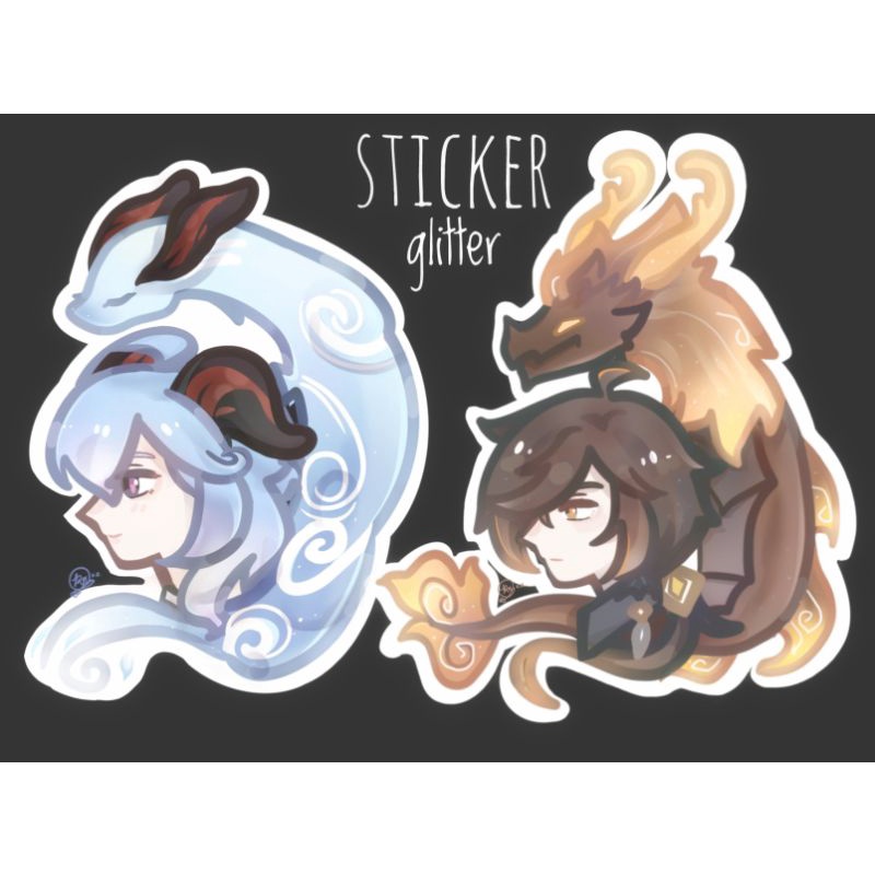 Glitter Sticker Ganyu and Zhongli | Genshin Impact