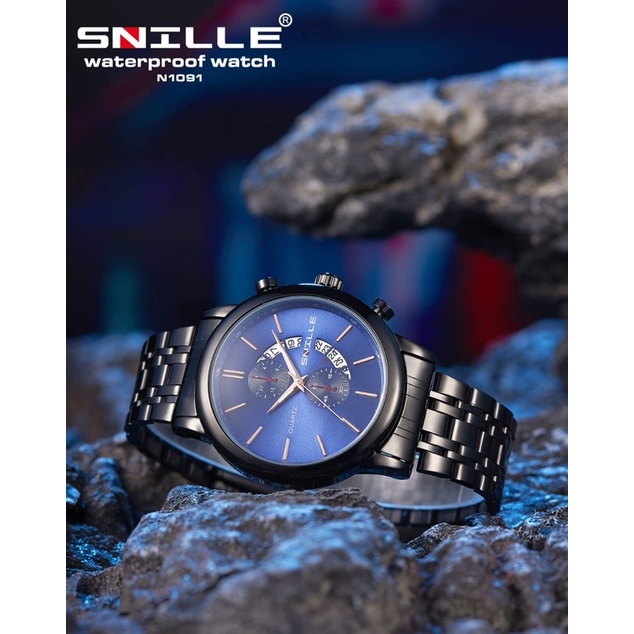 Jam Tangan Pria Rantai Snille Original Jam Rantai Tanggal Aktif Waterproof