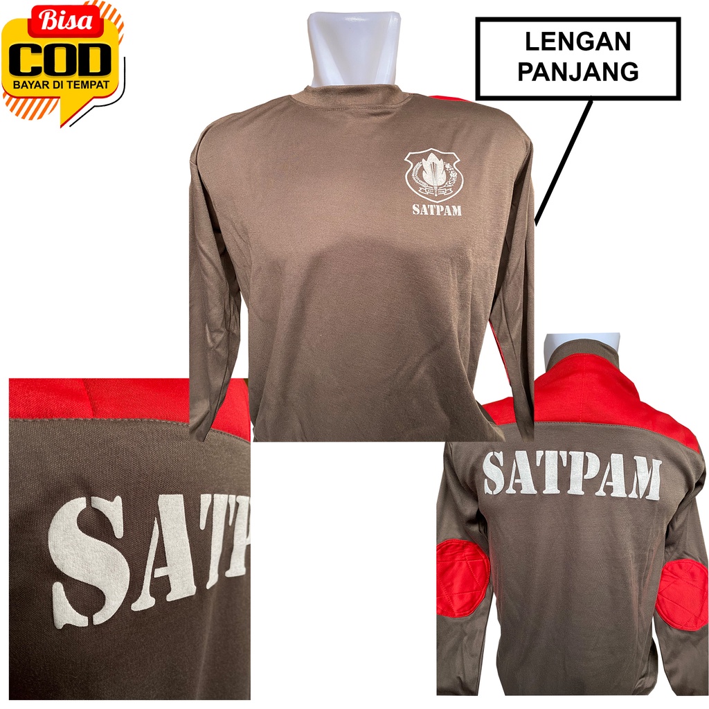 KAOS SATPAM COKLAT TERBARU LENGAN PANJANG TANGAN PANJANG