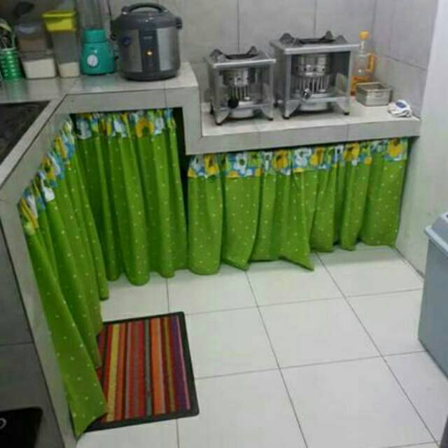 Gorden bawah kompor/Gorden kolong dapur/Gorden meja dapur katun panca motif lovina