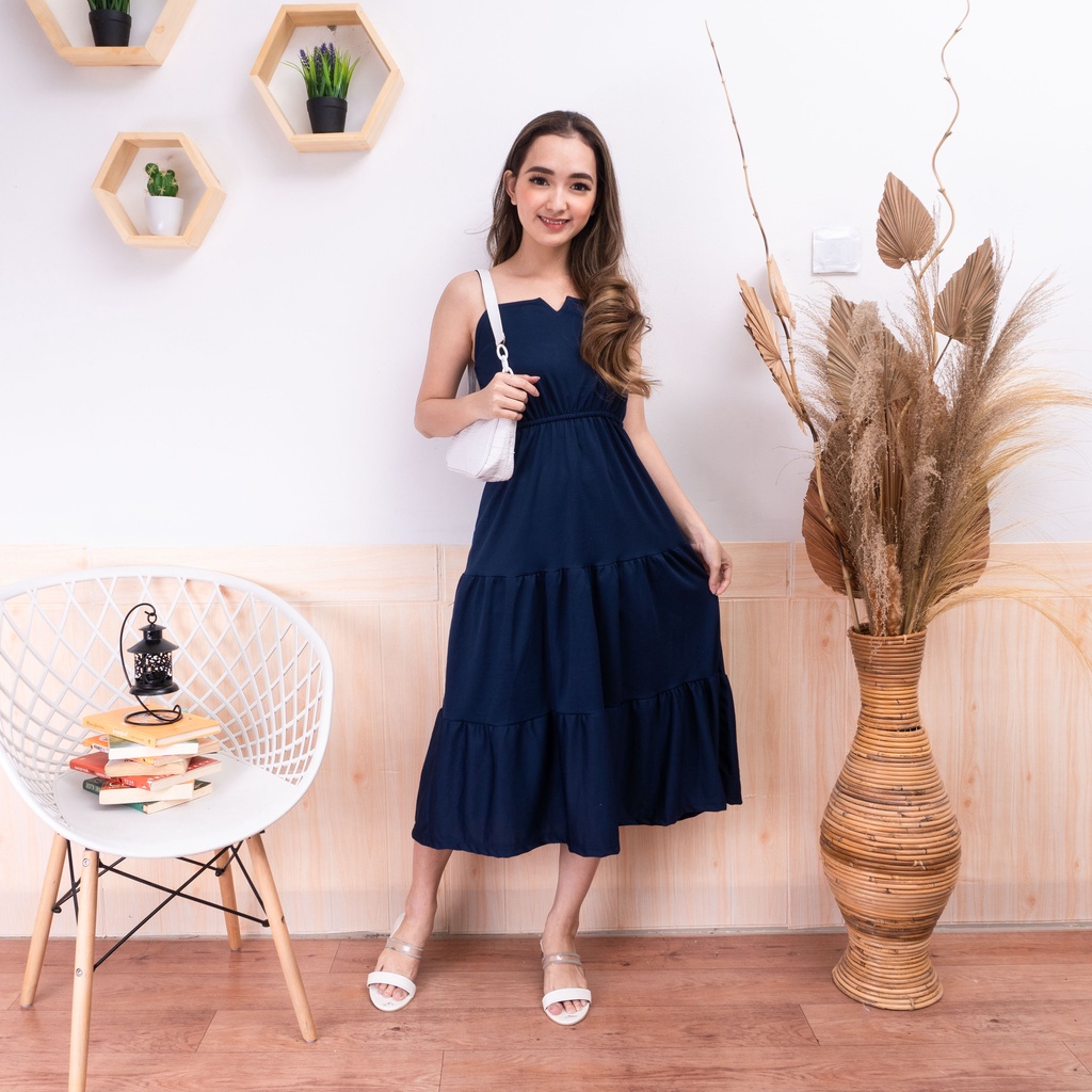 BEFAST - ZFC OOTD Dress EUNSU / DRESS MIDI LISA RUFFLE KOREAN / Dress Ruffle / Pakaian Dress Kekinian / Dress Keluaran Terbaru 2022 / Dress Wanita Remaja Korean Style / Fashion Casual Wanita / Dress Polos Formal