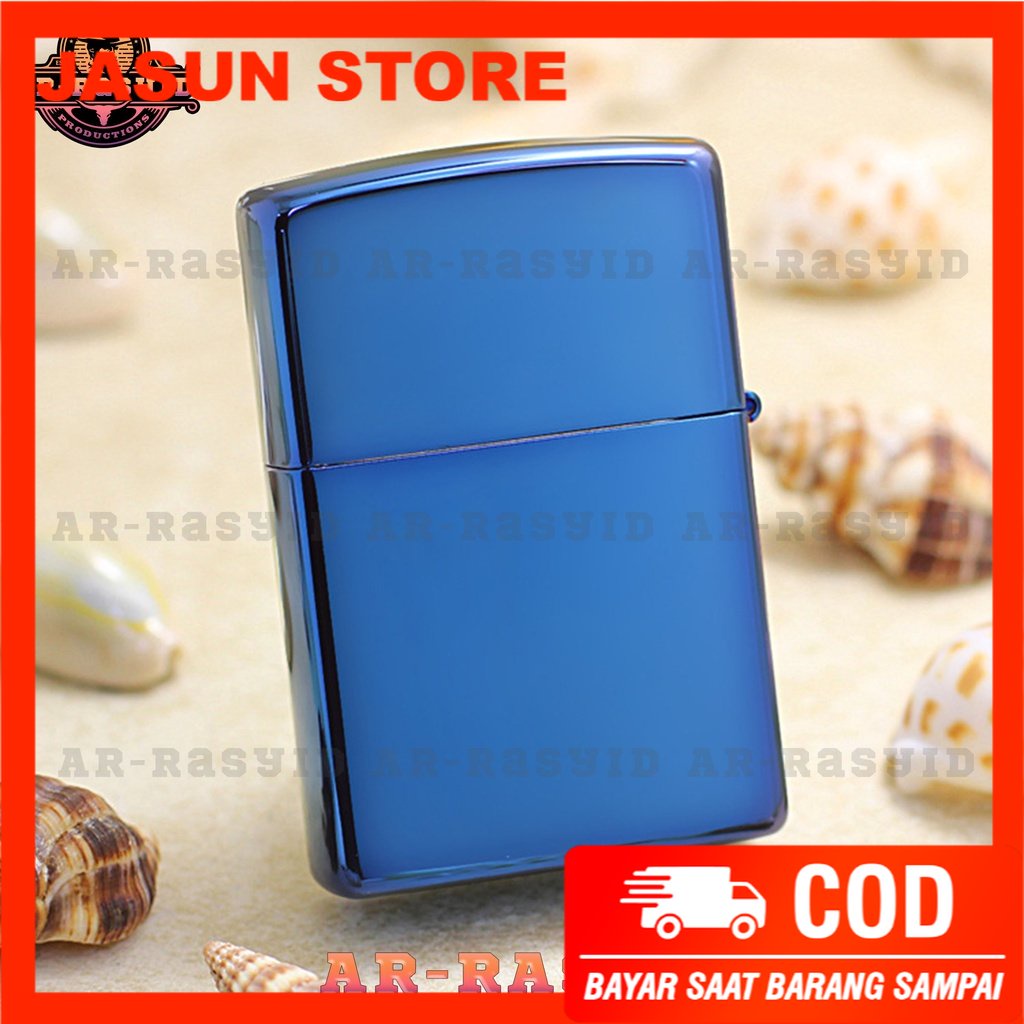 BISA COD! Korek Api Minyak Zippo Blue Ice Light Geometry Biru Logo 20446