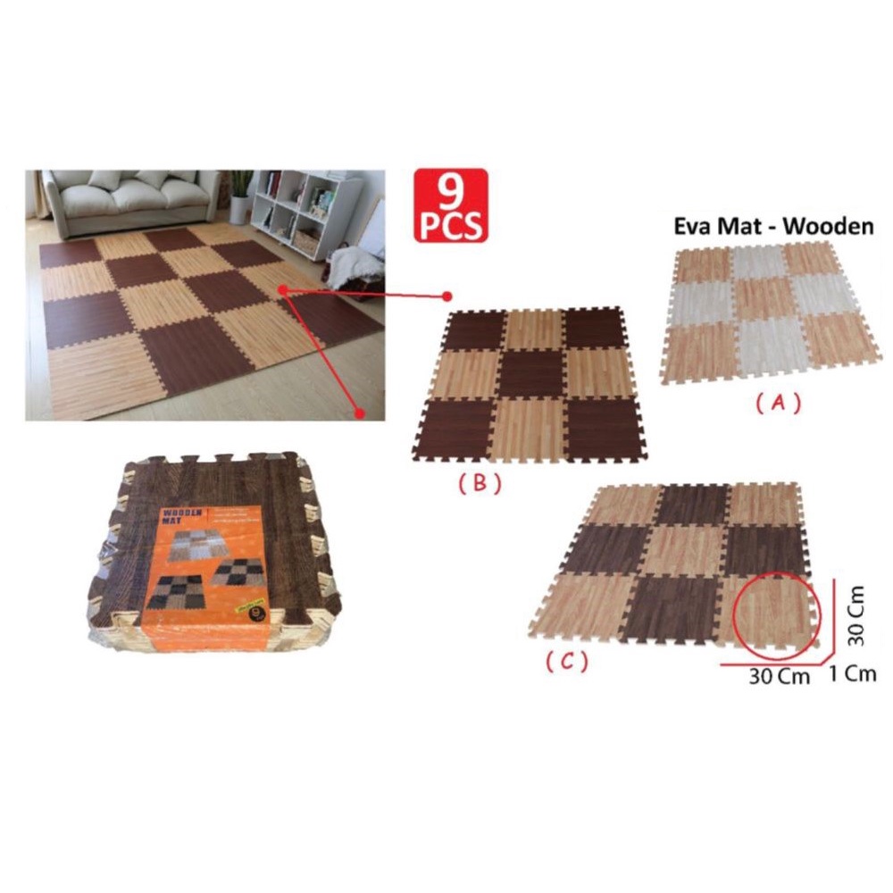 Mainan Anak Puzzle Mat Eva mat 30cmx30cmx1cm Alas Lantai Puzzle Lantai Puzzle Tebal Isi 9