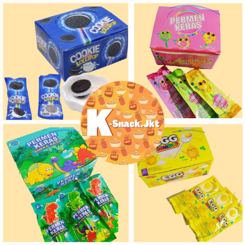 PERMEN KERAS LIGHT LOLLIPOP OREO/DONUT/DINO/EGG PER PCS