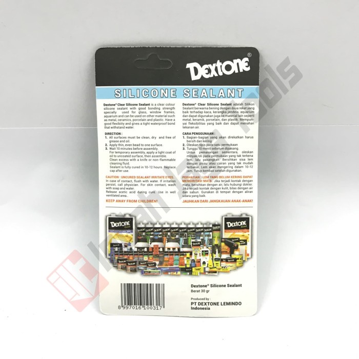 DEXTONE SILICONE SEALANT 30 GRAM - Lem Kaca Bening Aquarium