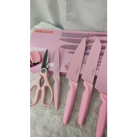 Pisau Pink Evcriverh / Premium Diamond Knife Set Isi 6