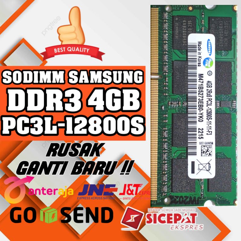 RAM LAPTOP SAMSUNG 4GB DDR3 PC3L-12800S SODIMM