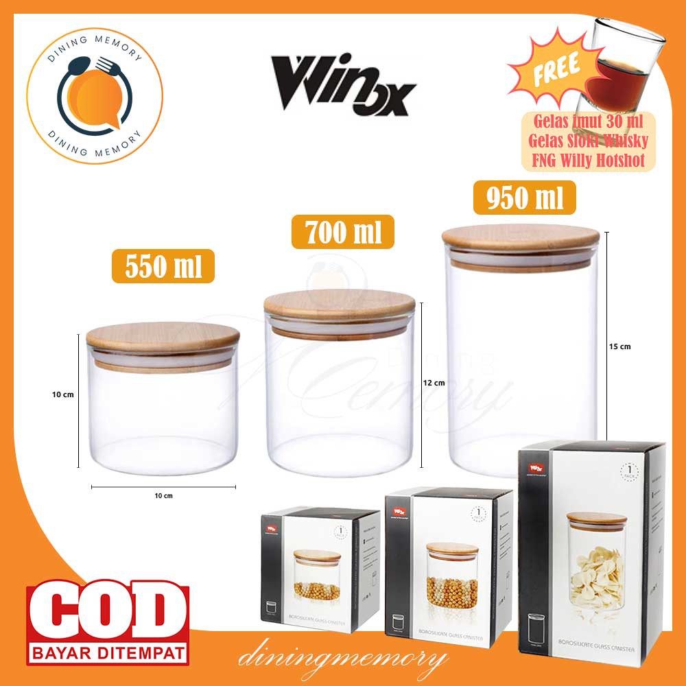 Winox Toples Glass Canister per Pcs