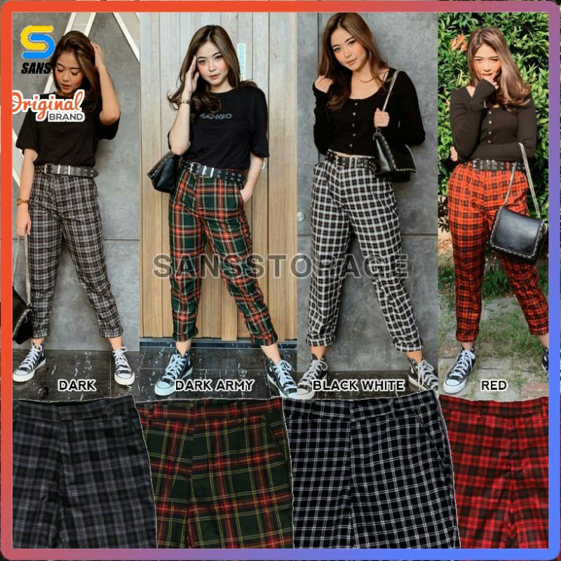 CELANA TARTAN WANITA / CELANA KOTAK KOTAK WANITA / TARTAN PANTS WANITA