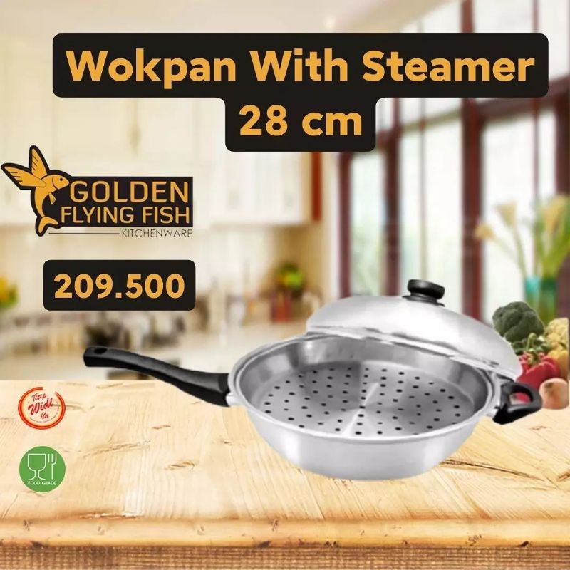 Wok Pan With Steamer 28 Cm