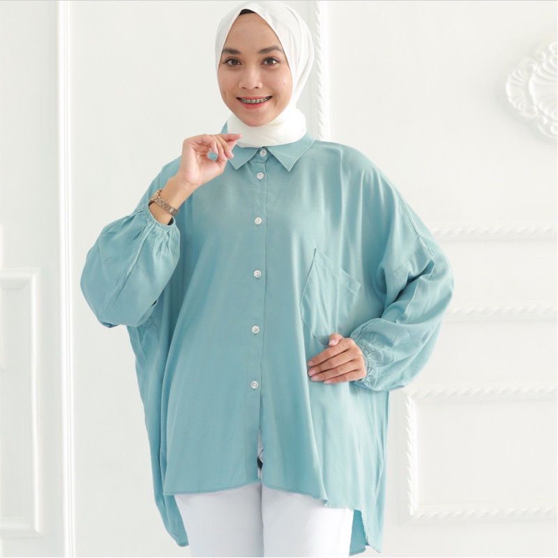 1 kg muat 5 pcs | Hanna oversize shirt top RAYON VISCOSE JUMBO LD 130