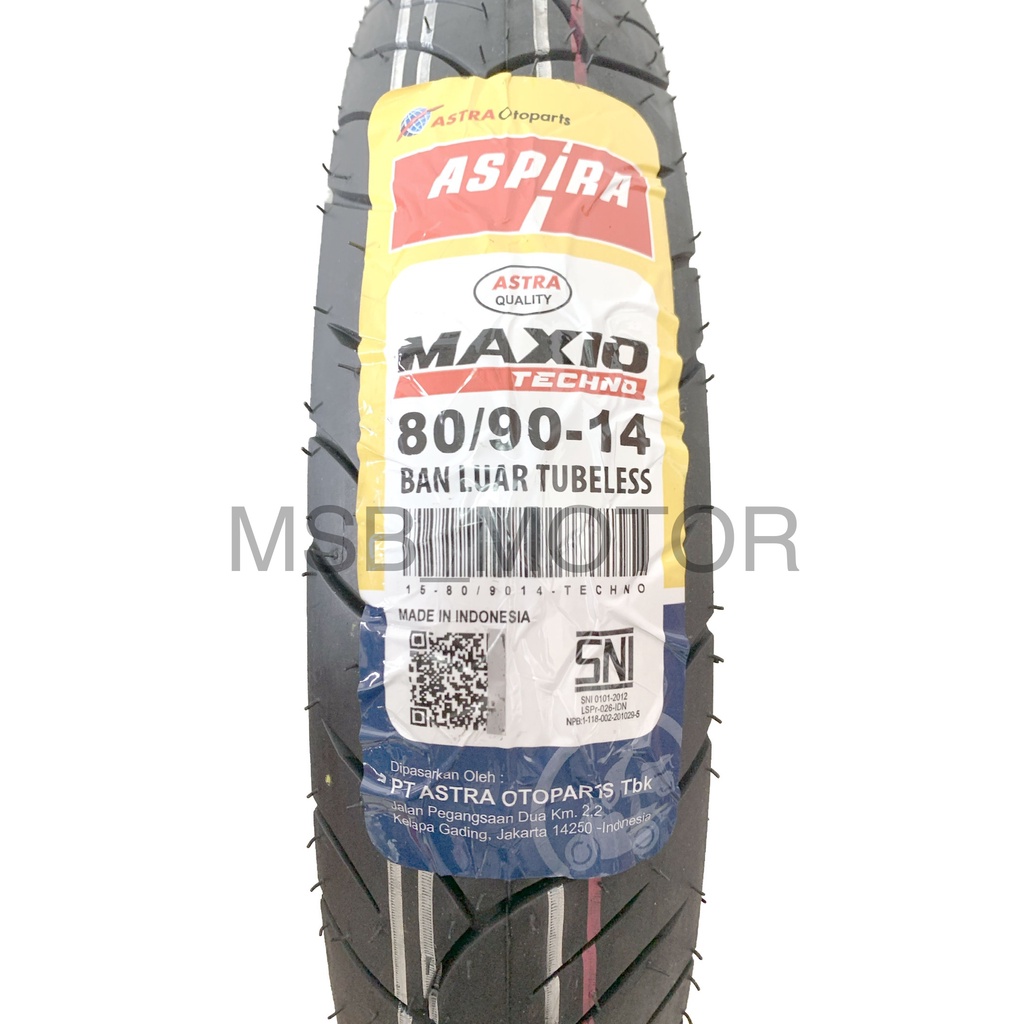 Ban Luar TUBELESS 80/90 14 MAXIO TECHNO ASPIRA ORIGINAL