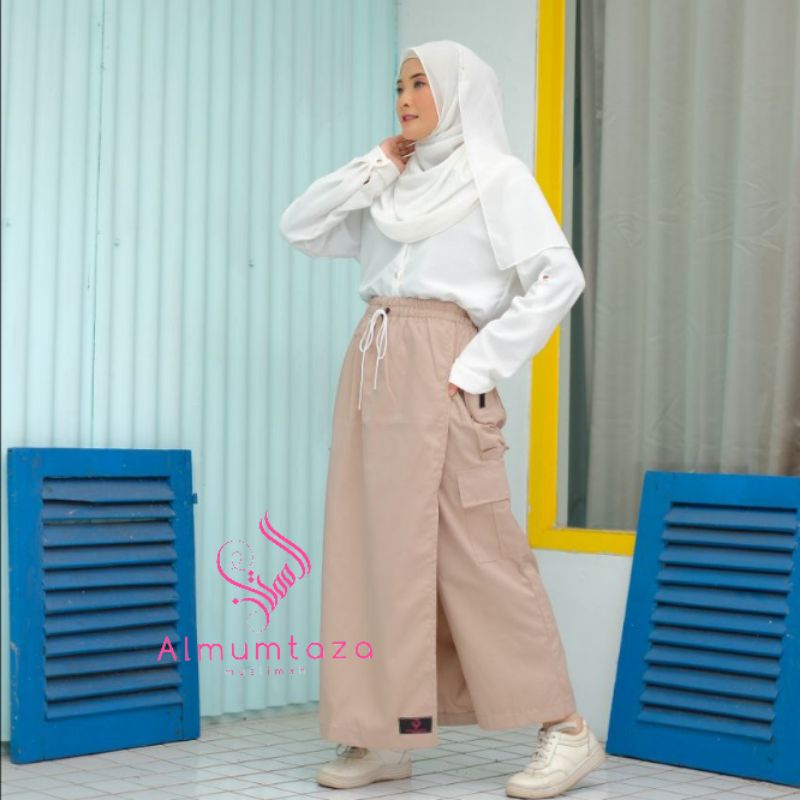 Rok celana drill| rok celana katun drill | rok celana outdoor | rok celana saku cargo- Almumtaza Muslimah