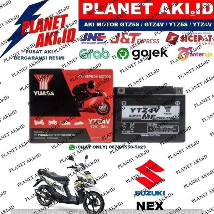 Aki Motor Suzuki Nex YTZ4V YUASA Accu Kering MF planeta76