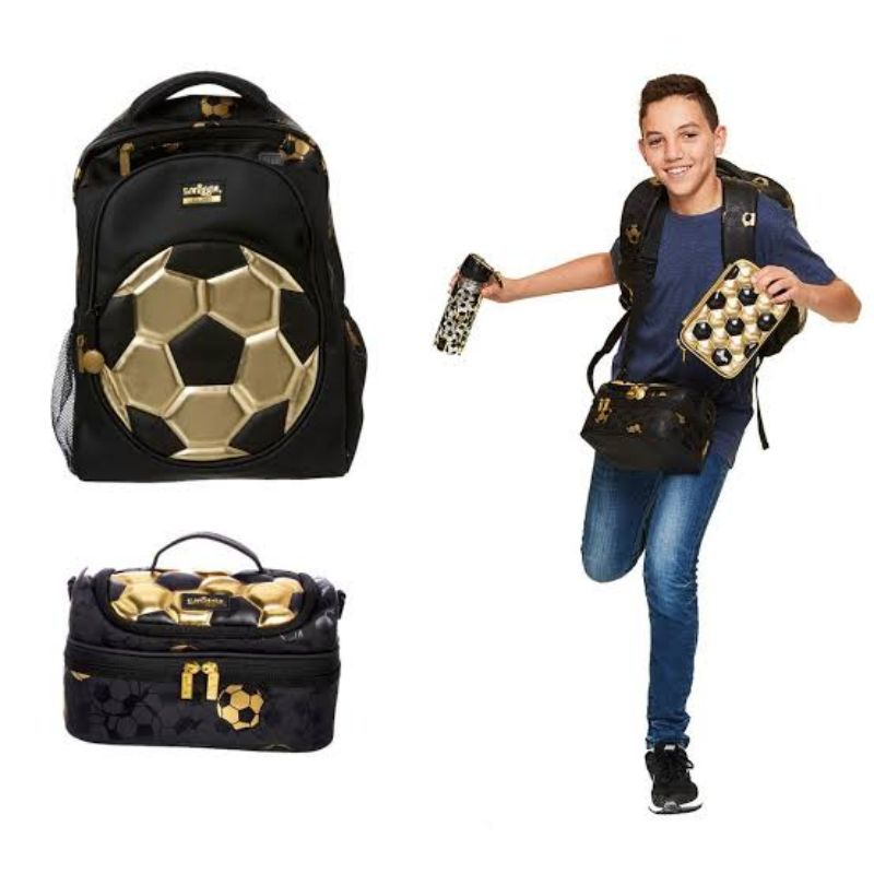 Smiggle Ori Soccer Gold Set Backpack Lunchbox Bottle