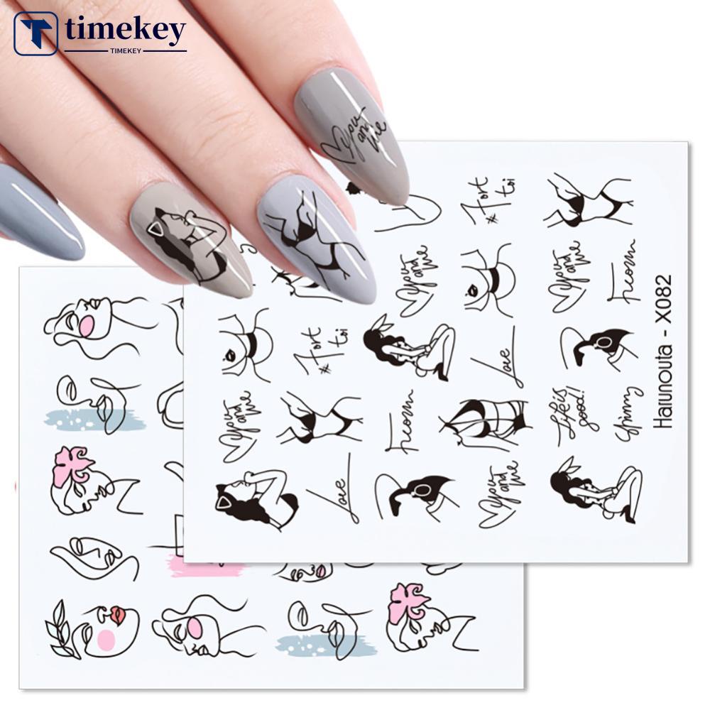 Timekey Stiker Kuku Motif Bunga / Daun / Marmer Untuk Manicure / Nail Art DIY you A4K8