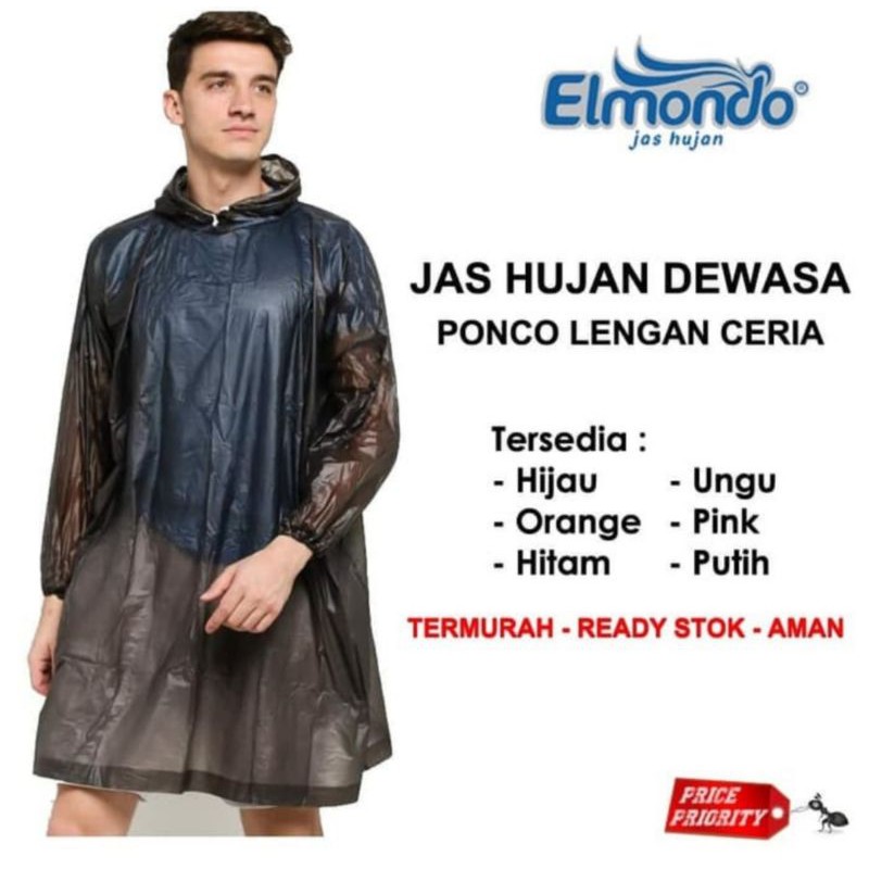 Jas Hujan Poncho Elmondo Ceria 201 - Mantel Hujan Ponco Karet Murah Poncho Karet Lengan Karet Ceria