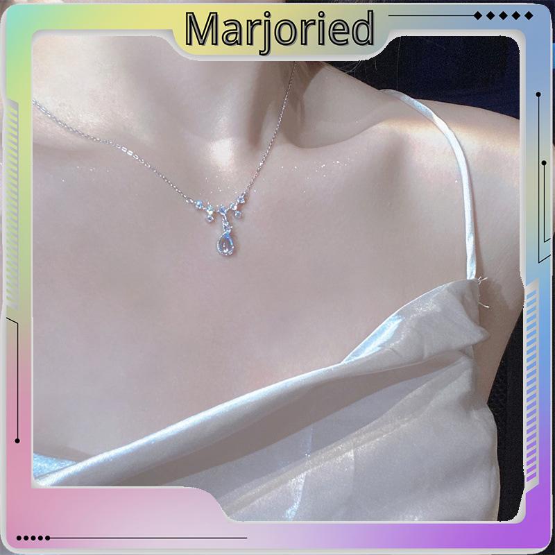 Kalung Fashion Wanita All-match Niche Design Light Luxury Moonstone Water Drop Necklace-MJD-MJD