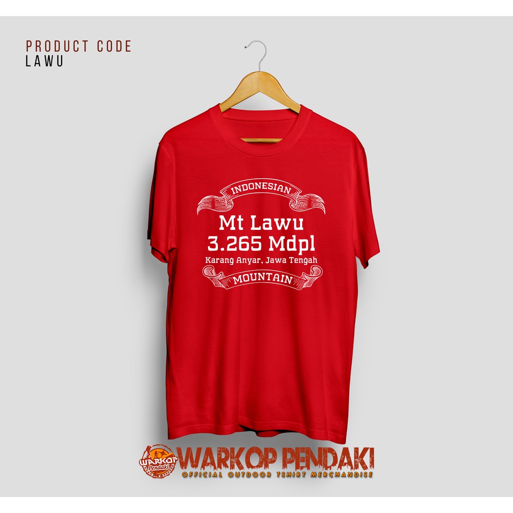 Kaos Gunung Warkop Pendaki (Kode : Mt Lawu Merah )