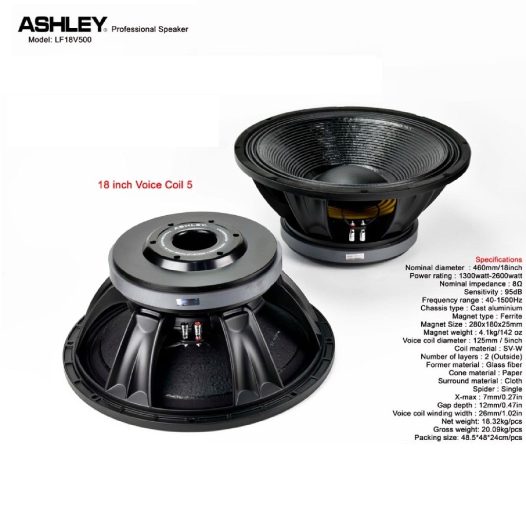 Speaker Component Ashley LF18 V500 Original Komponent Ashley LF18V500