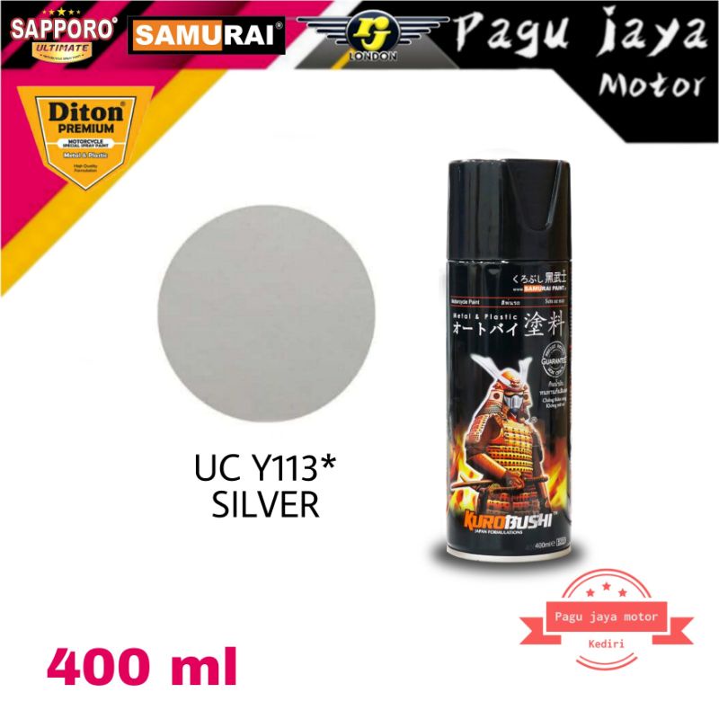 samurai paint UC Y113* silver cat semprot spray pilok pilox pylox