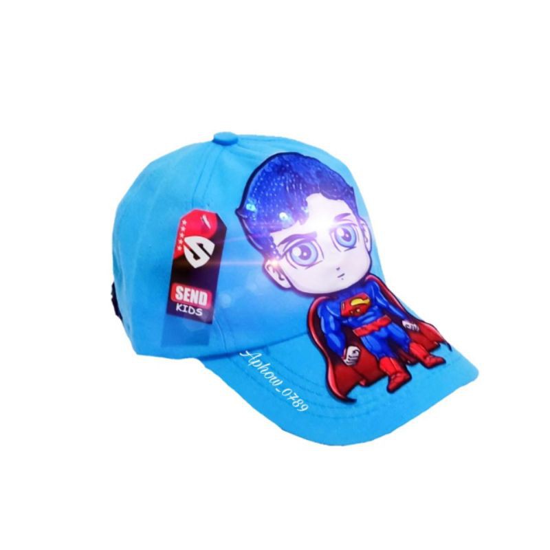 Topi anak LED karakter superhero Real Pict Usia 2-10thn