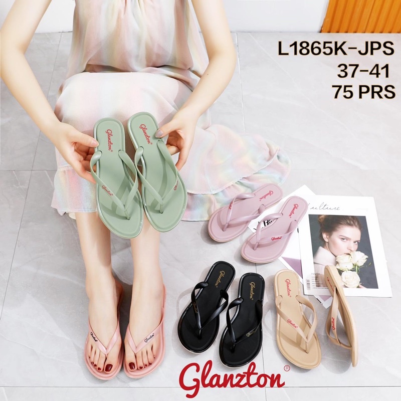 Sandal Jelly Jepit Glanzton L1865K-JPS Sandal Jepit Karet Doff Tebal 2cm Terbaru