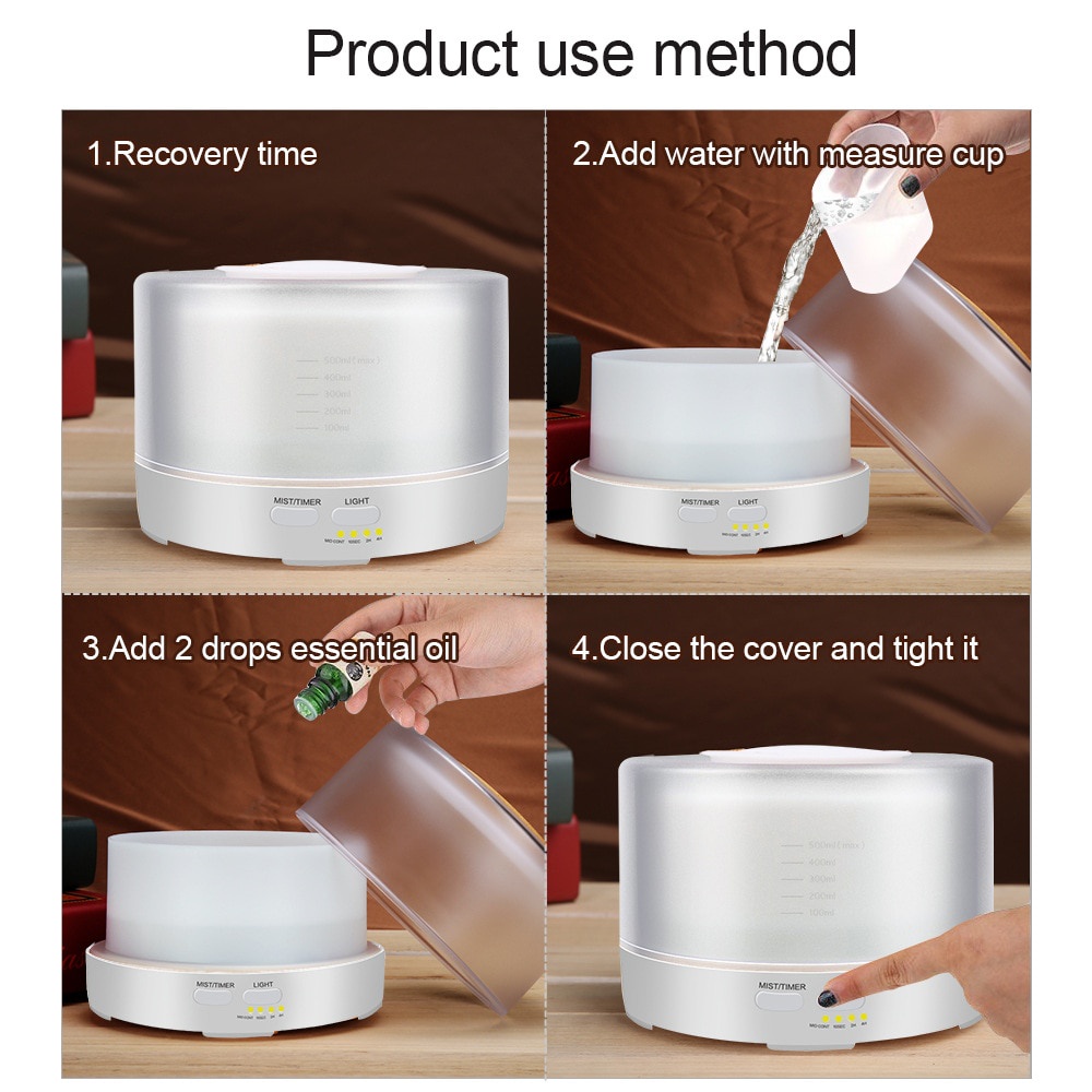 Taffware Air Humidifier Aromatherapy Oil Diffuser 7 Color 500ml with Remote Control - HUMI H14A