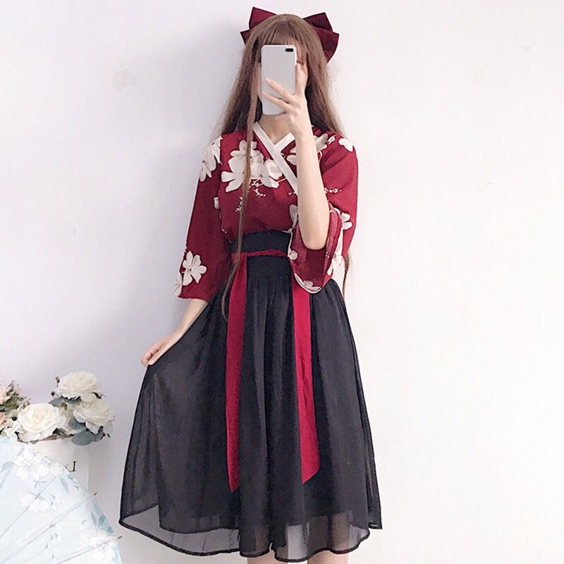 2019 spring and summer New Girl Flower Ballad ancient style Han Chinese clothing Han elements improv