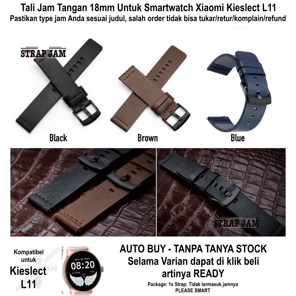 MODERN Tali Jam Tangan Xiaomi Kieslect L11 - Strap 18mm Kulit Leather Polos