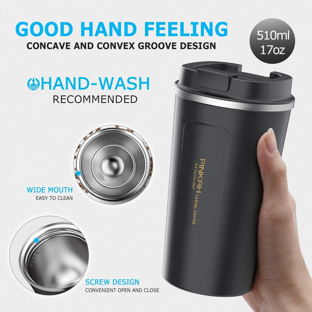 PINKAH PJ-3549 - Insulated Vacuum Stainless Steel Coffee Mug 510ml - Gelas Mug Kopi 510ml