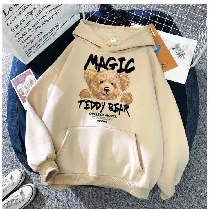 Sweater Hoodie Magic Bear Bahan Flece