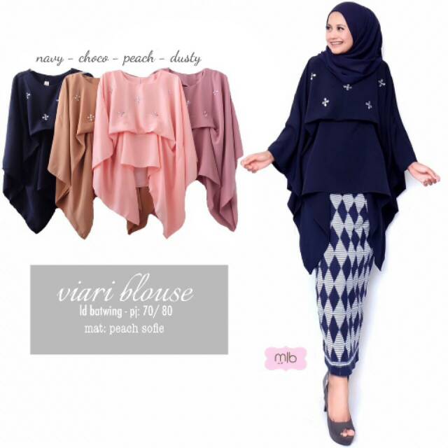 Blouse top wanita atasan muslim atasan buat kondangan Warna Peach Viary