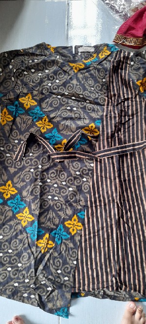Tunik Batik Wanita Motif Songket Kombinasi Kotak Seragam Batik